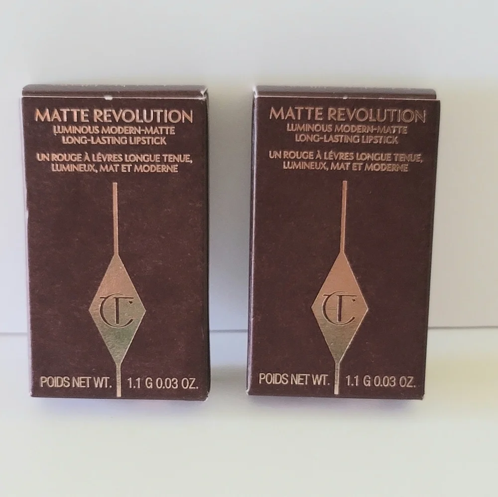 2 Charlotte Tilbury Matte Revolution Lipstick - Pillow Talk - Mini Size - NIB